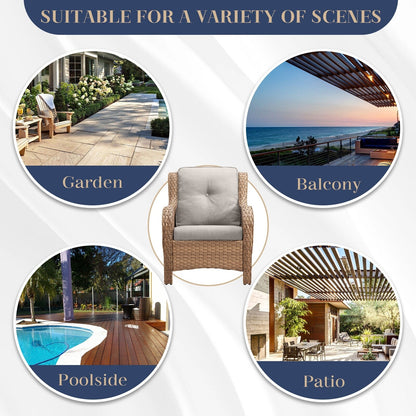 Divano da esterno Pocassy, ​​4 pezzi, sedia da giardino con tavolino