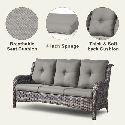 Divano da esterno Pocassy, ​​4 pezzi, sedia da giardino con tavolino