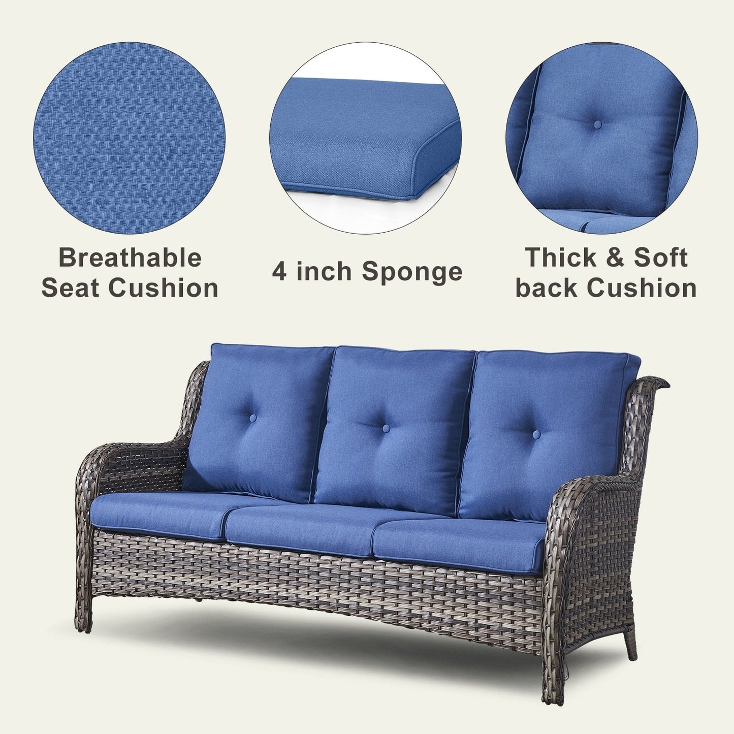 Divano da esterno Pocassy, ​​4 pezzi, sedia da giardino con tavolino