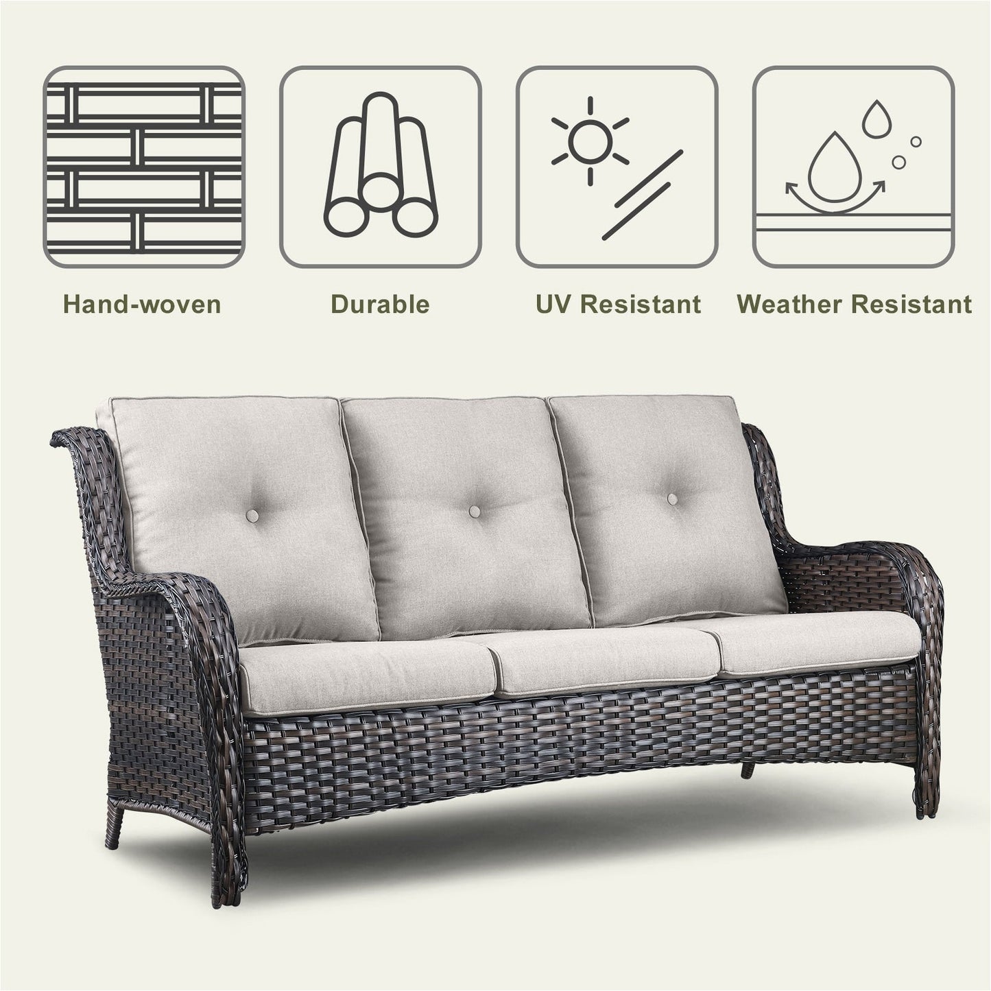 Divano da esterno Pocassy, ​​4 pezzi, sedia da giardino con tavolino