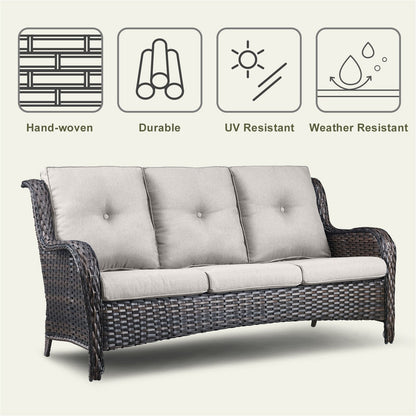 Divano da esterno Pocassy, ​​4 pezzi, sedia da giardino con tavolino