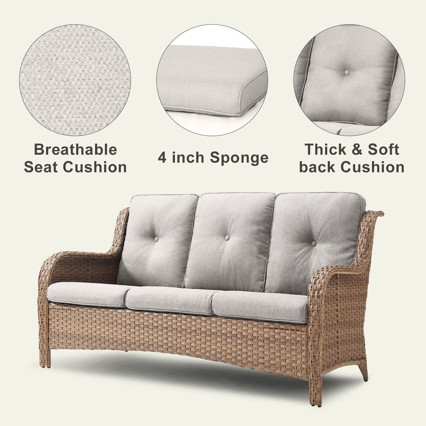 Divano da esterno Pocassy, ​​4 pezzi, sedia da giardino con tavolino