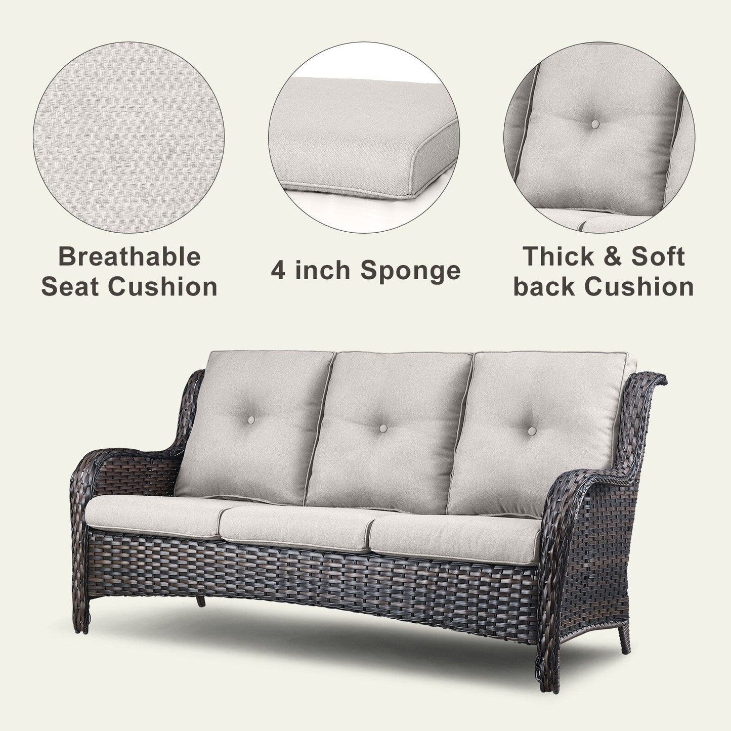 Divano da esterno Pocassy, ​​4 pezzi, sedia da giardino con tavolino