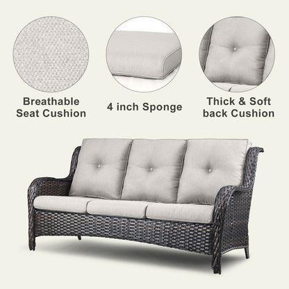 Divano da esterno Pocassy, ​​4 pezzi, sedia da giardino con tavolino