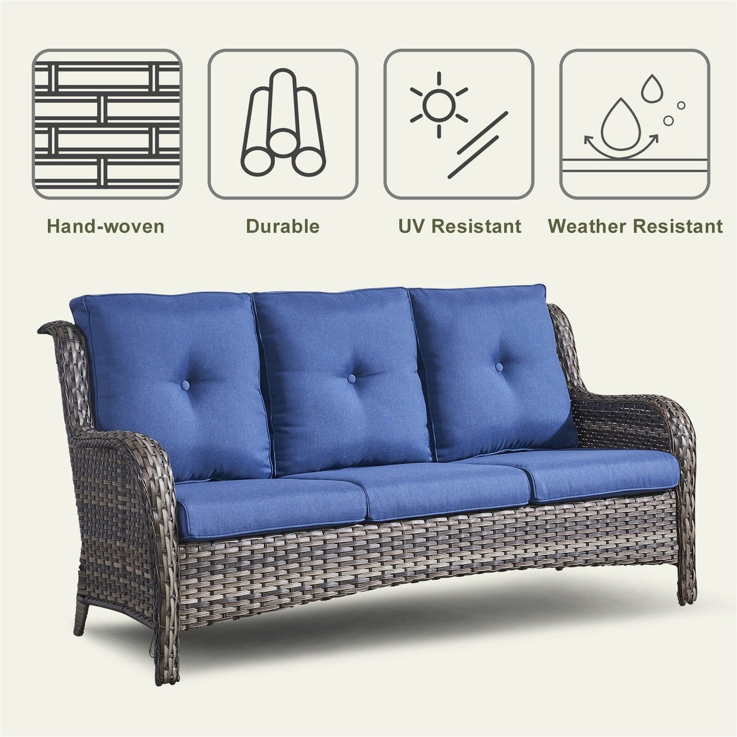 Divano da esterno Pocassy, ​​4 pezzi, sedia da giardino con tavolino