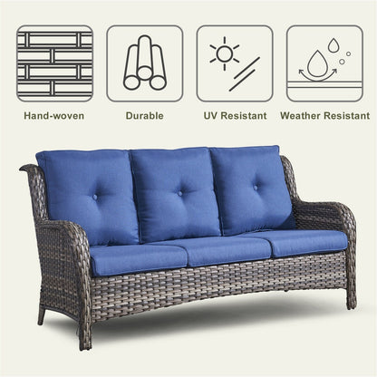 Divano da esterno Pocassy, ​​4 pezzi, sedia da giardino con tavolino