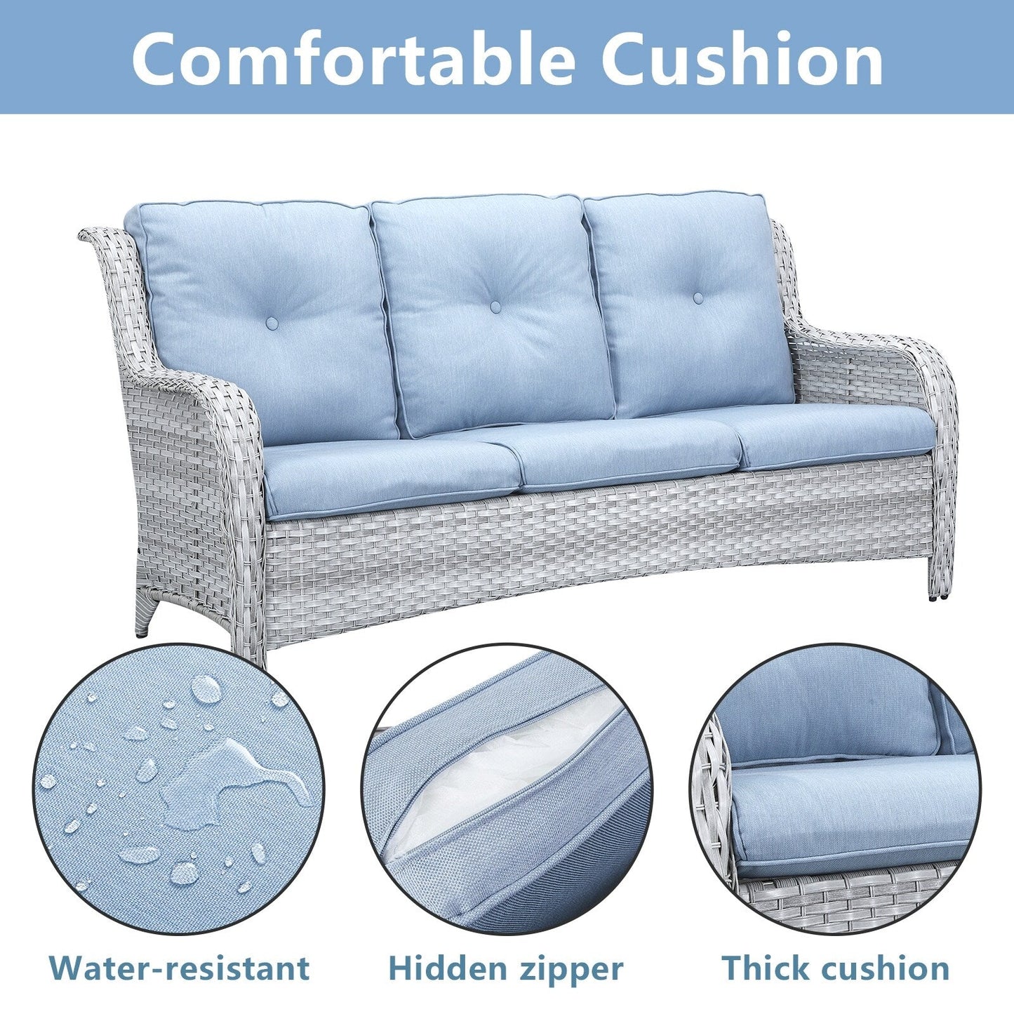 Divano da esterno Pocassy, ​​4 pezzi, sedia da giardino con tavolino