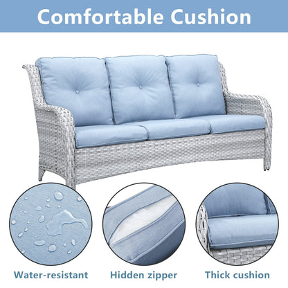 Divano da esterno Pocassy, ​​4 pezzi, sedia da giardino con tavolino