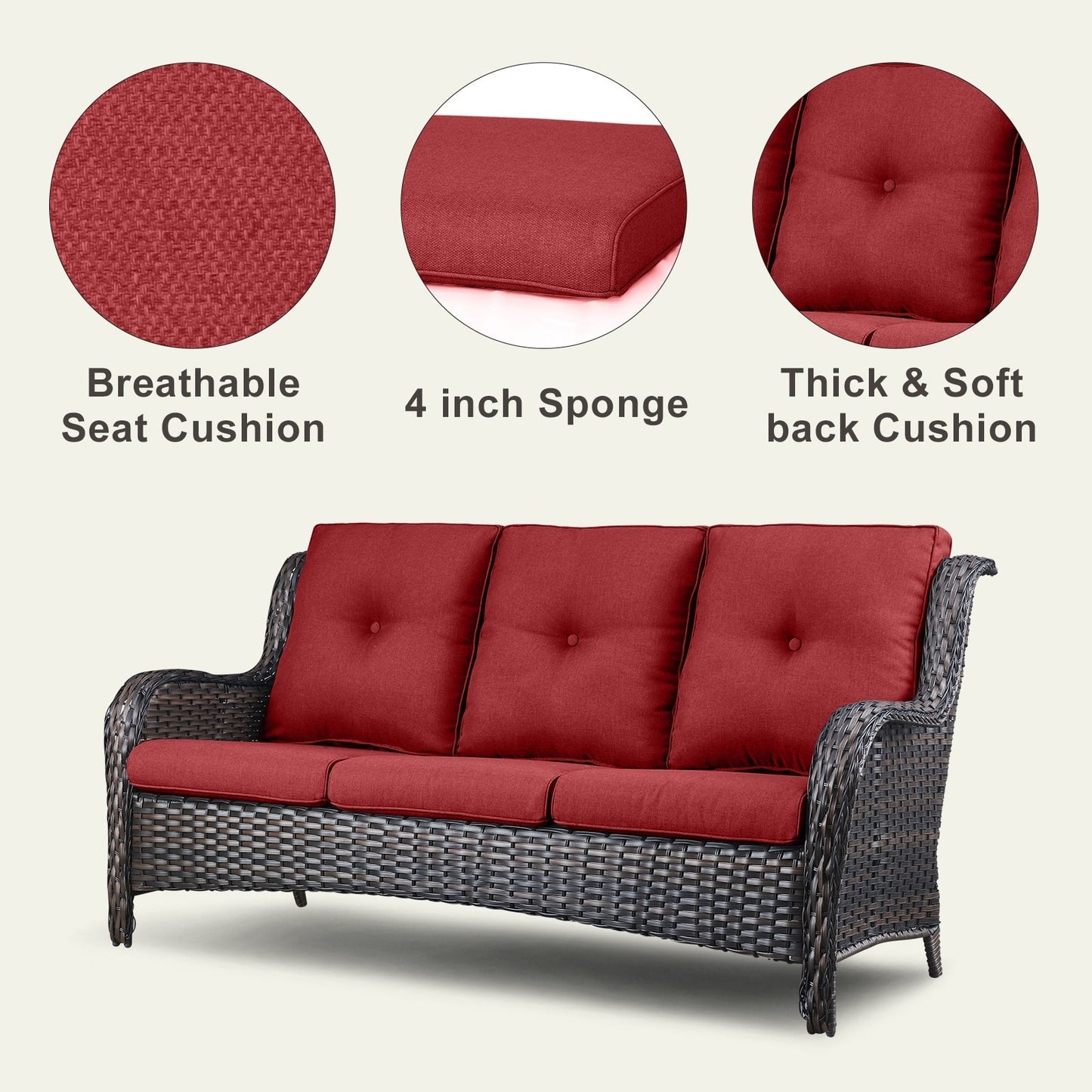 Divano da esterno Pocassy, ​​4 pezzi, sedia da giardino con tavolino