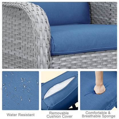 Divano da esterno Pocassy, ​​4 pezzi, sedia da giardino con tavolino