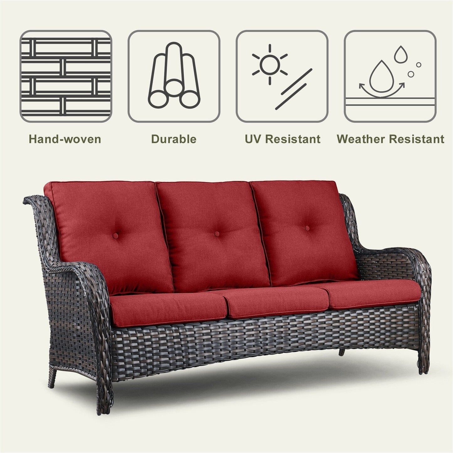 Divano da esterno Pocassy, ​​4 pezzi, sedia da giardino con tavolino