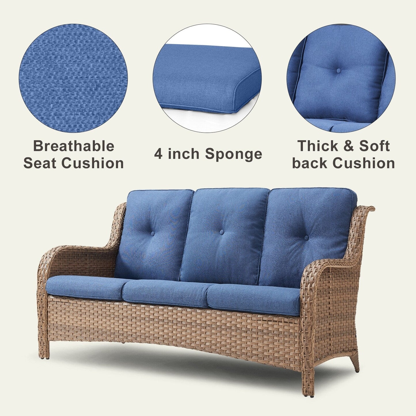 Divano da esterno Pocassy, ​​4 pezzi, sedia da giardino con tavolino