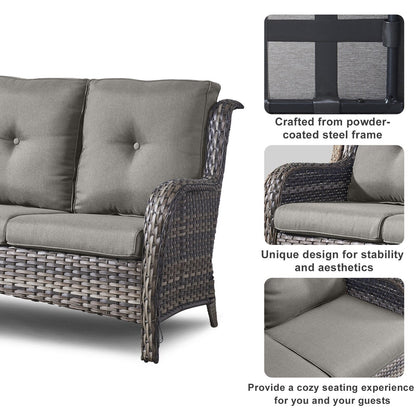 Divano da esterno Pocassy, ​​4 pezzi, sedia da giardino con tavolino