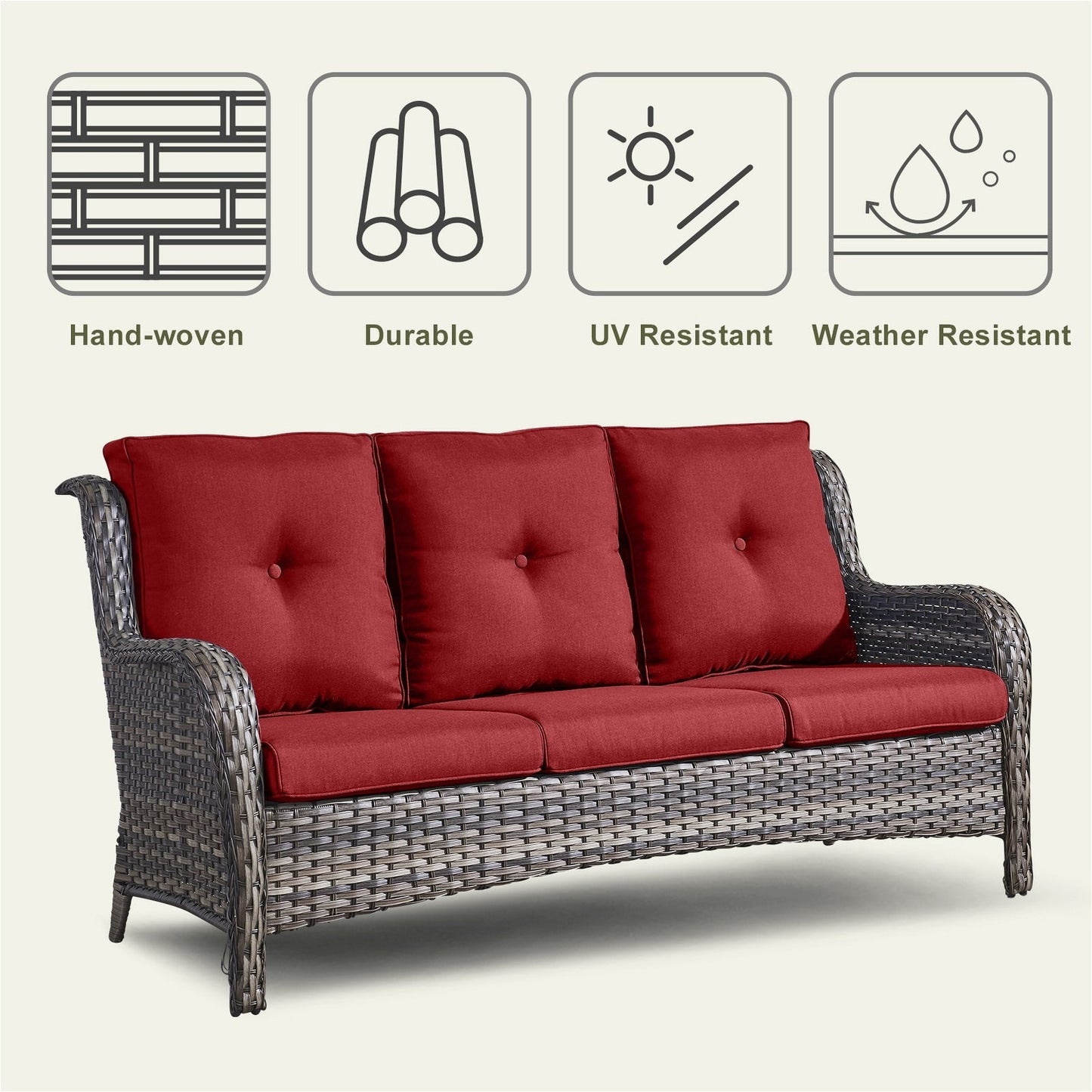 Divano da esterno Pocassy, ​​4 pezzi, sedia da giardino con tavolino