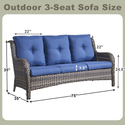 Divano da esterno Pocassy, ​​4 pezzi, sedia da giardino con tavolino