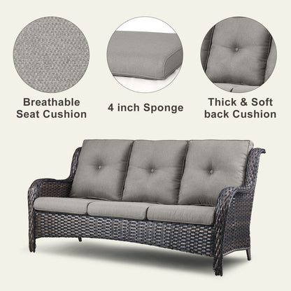 Divano da esterno Pocassy, ​​4 pezzi, sedia da giardino con tavolino