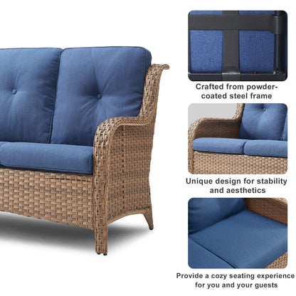 Divano da esterno Pocassy, ​​4 pezzi, sedia da giardino con tavolino