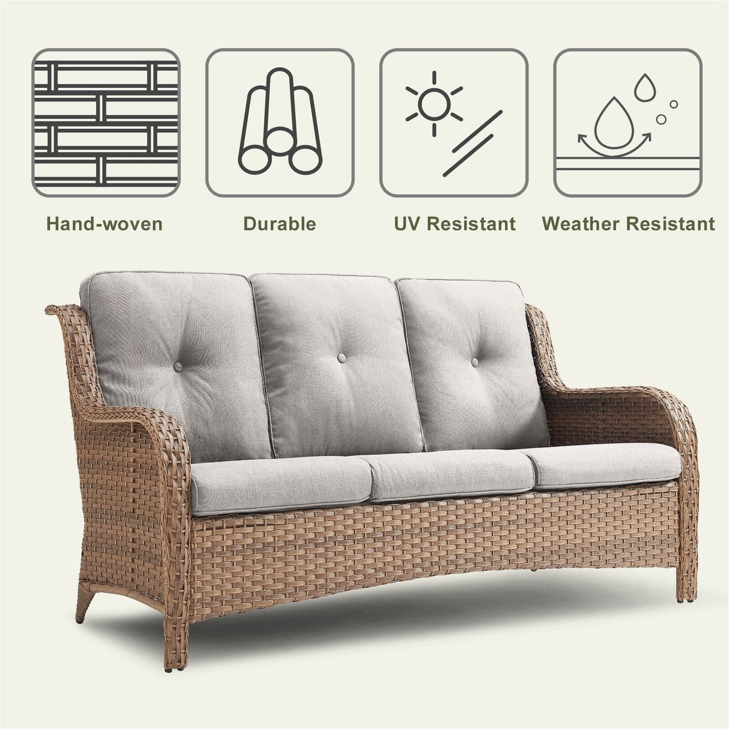 Divano da esterno Pocassy, ​​4 pezzi, sedia da giardino con tavolino