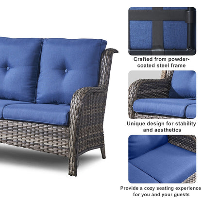 Divano da esterno Pocassy, ​​4 pezzi, sedia da giardino con tavolino