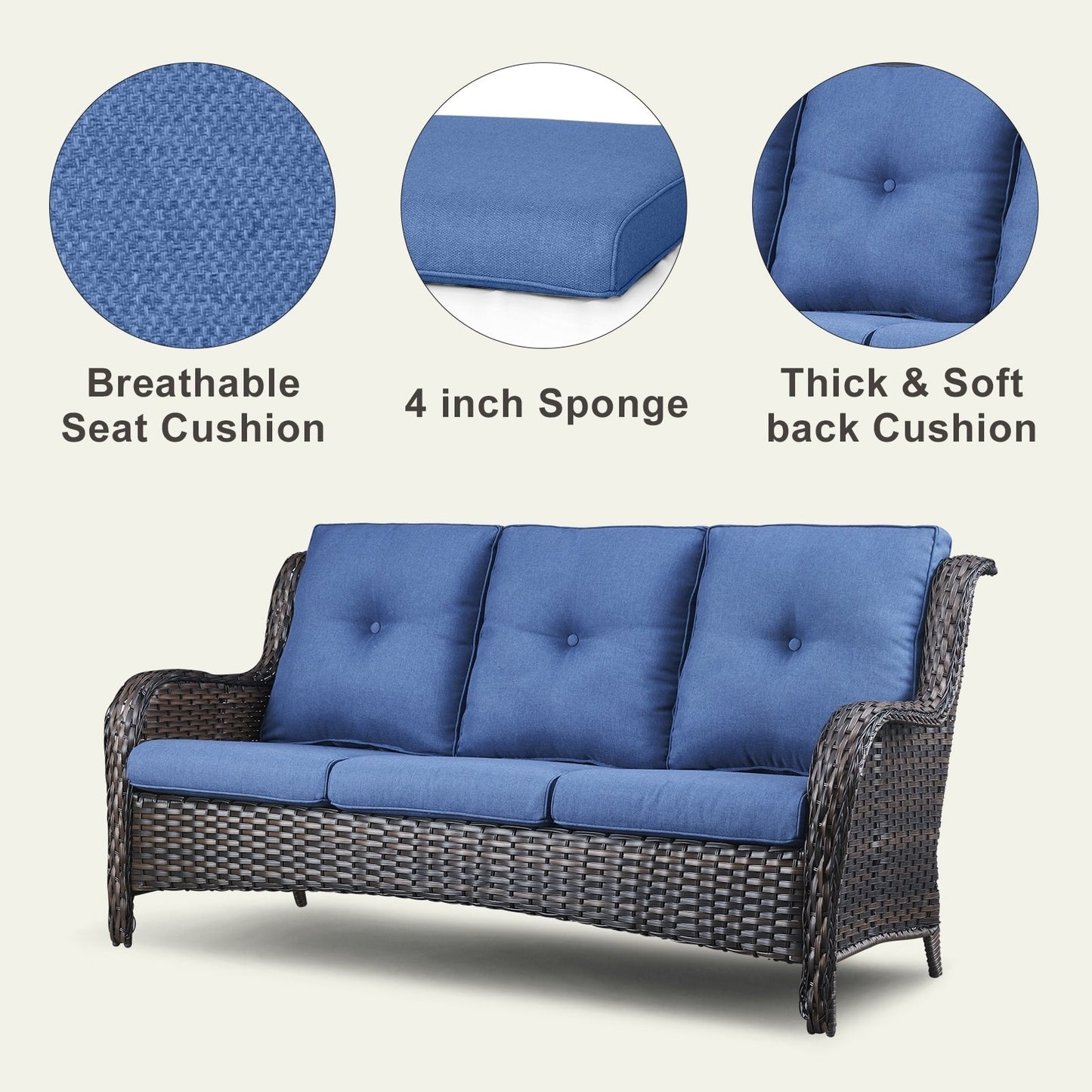 Divano da esterno Pocassy, ​​4 pezzi, sedia da giardino con tavolino