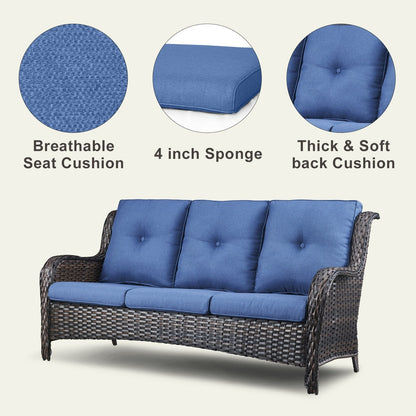 Divano da esterno Pocassy, ​​4 pezzi, sedia da giardino con tavolino