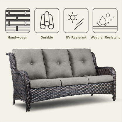 Divano da esterno Pocassy, ​​4 pezzi, sedia da giardino con tavolino