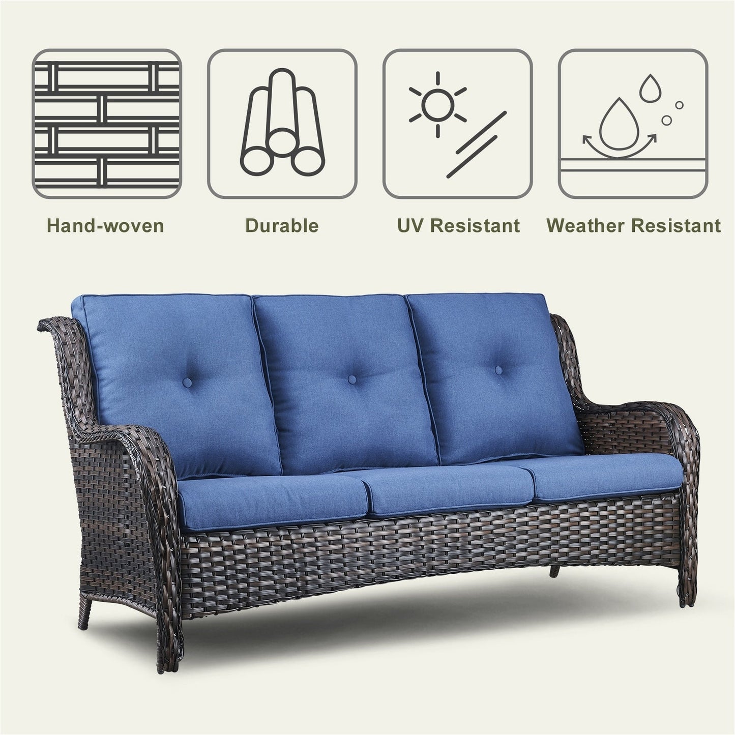 Divano da esterno Pocassy, ​​4 pezzi, sedia da giardino con tavolino