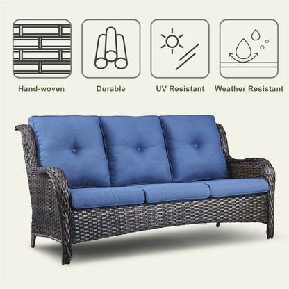 Divano da esterno Pocassy, ​​4 pezzi, sedia da giardino con tavolino