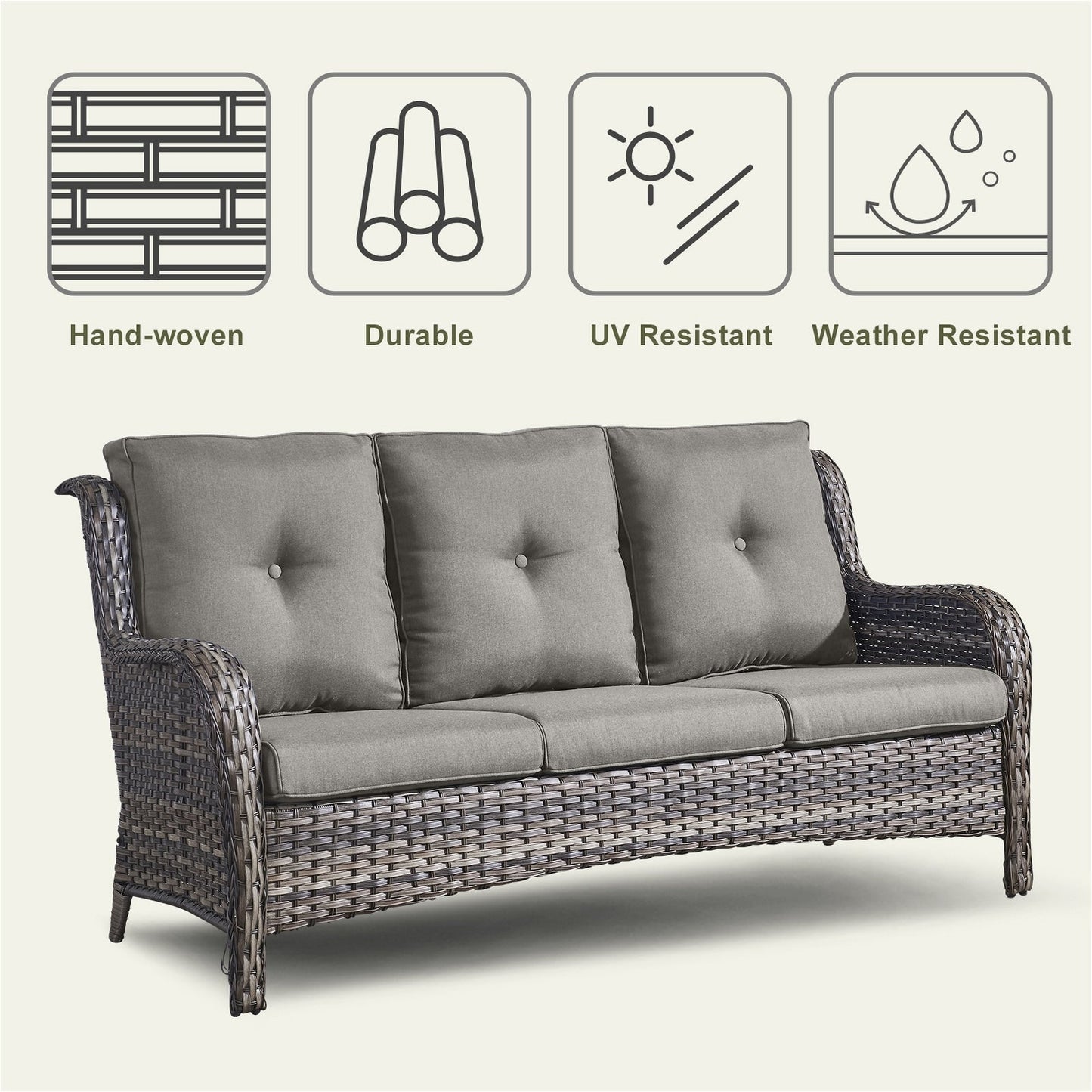 Divano da esterno Pocassy, ​​4 pezzi, sedia da giardino con tavolino