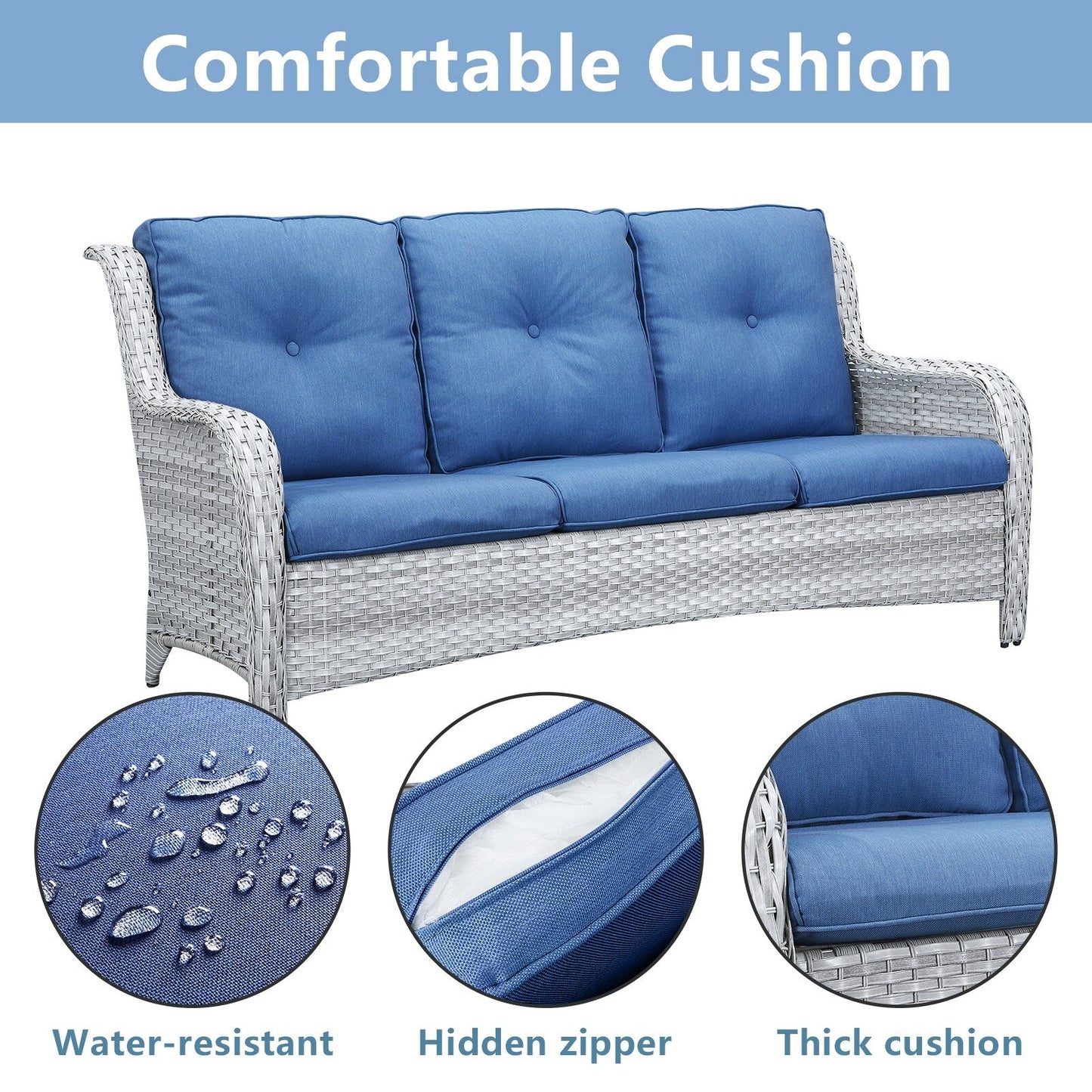 Divano da esterno Pocassy, ​​4 pezzi, sedia da giardino con tavolino