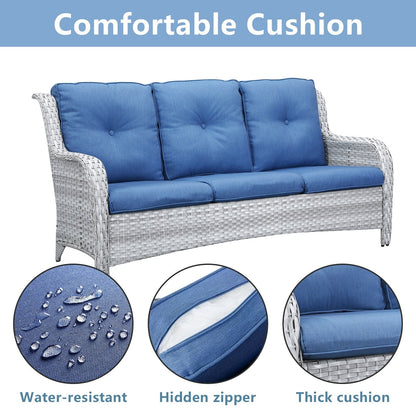 Divano da esterno Pocassy, ​​4 pezzi, sedia da giardino con tavolino