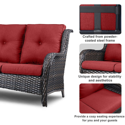 Divano da esterno Pocassy, ​​4 pezzi, sedia da giardino con tavolino