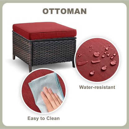 Set di mobili da esterno Pocassy da 5 pezzi, sedie girevoli con pouf