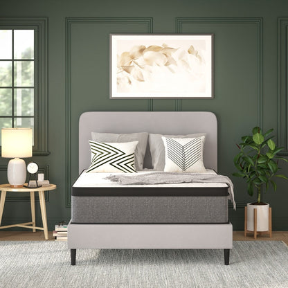 Materasso ibrido a molle insacchettate con cuscino superiore europeo per alleviare la pressione, in una scatola