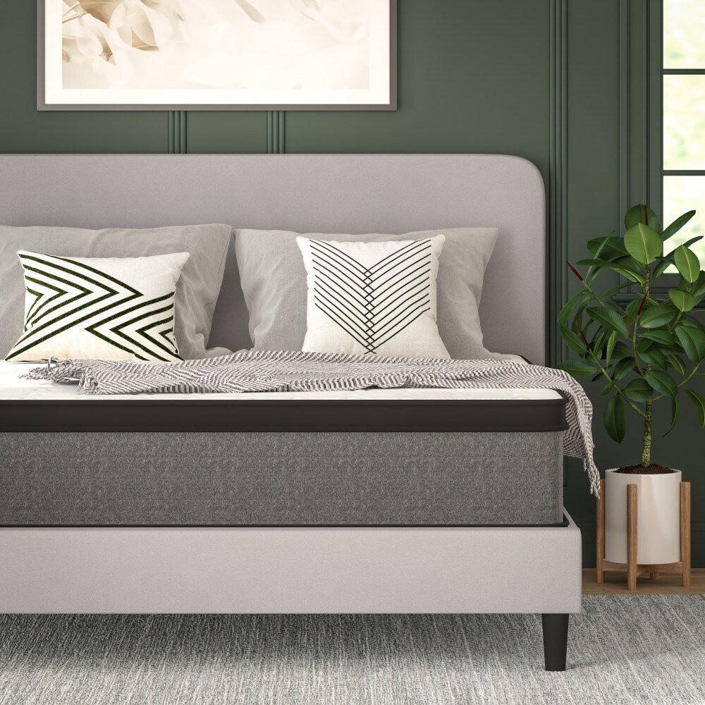 Materasso ibrido a molle insacchettate con cuscino superiore europeo per alleviare la pressione, in una scatola