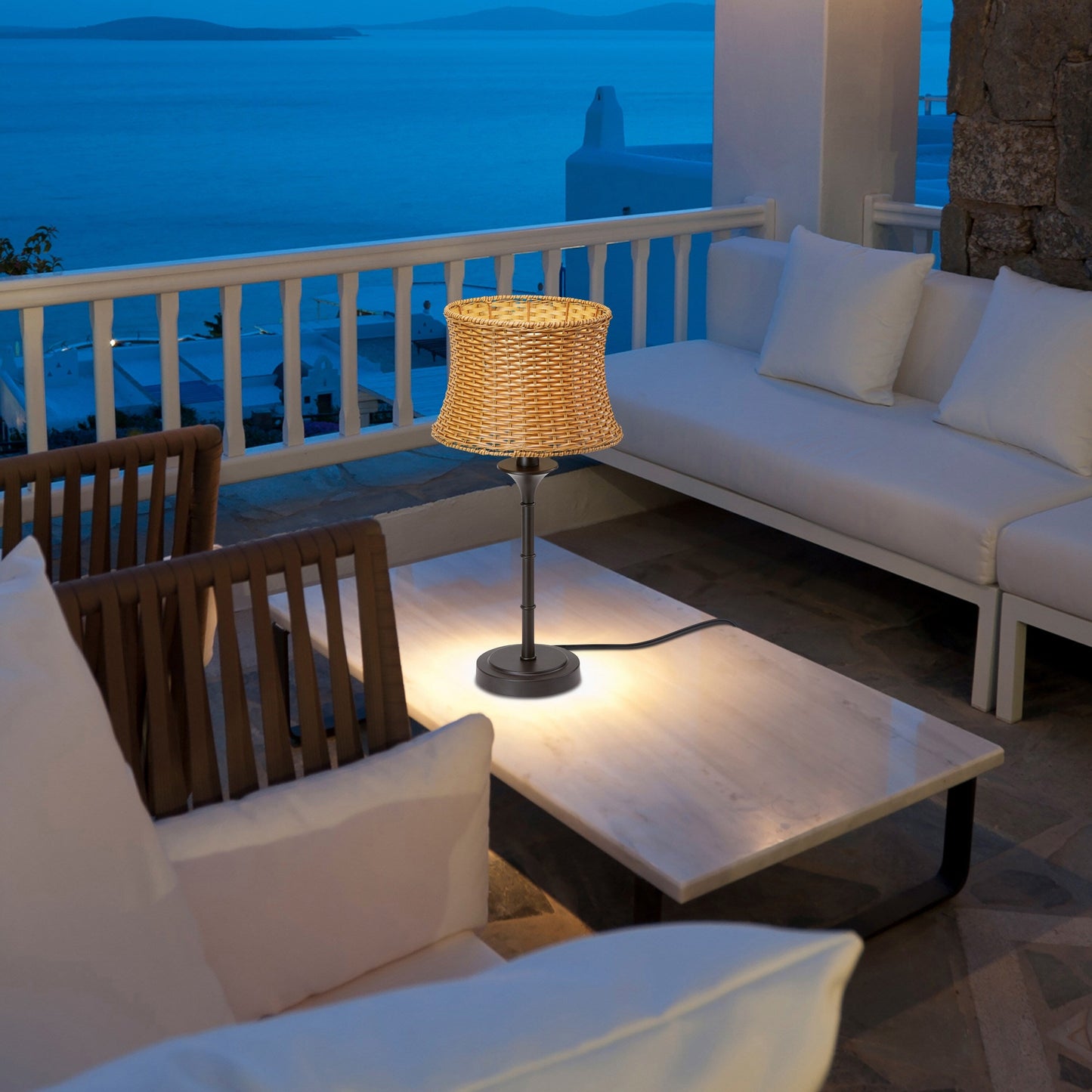 Lampada da tavolo per esterni Pocologan Tan da 25,25 pollici di Havenside Home - 12,5 L x 12,5 W x 25,25 H