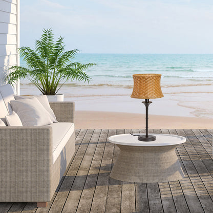 Lampada da tavolo per esterni Pocologan Tan da 25,25 pollici di Havenside Home - 12,5 L x 12,5 W x 25,25 H