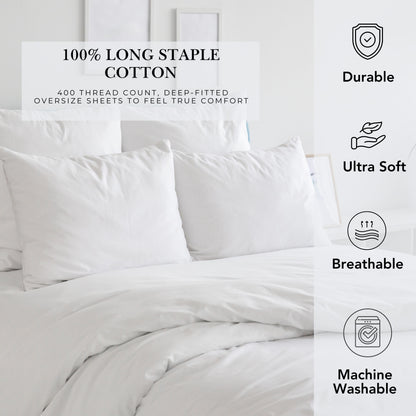 Set di lenzuola Pointehaven Long Staple Cotton Extra Deep Pocket 400 Thread Count