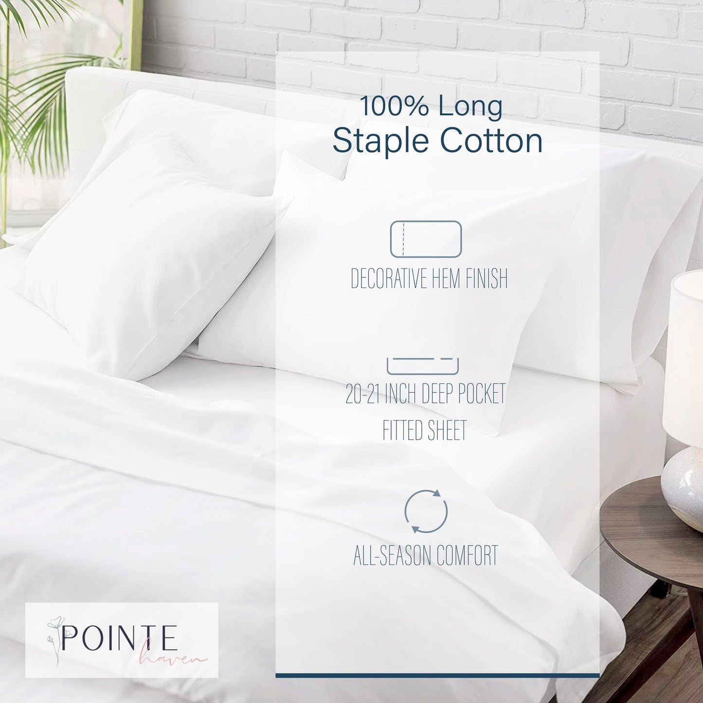 Set di lenzuola Pointehaven Long Staple Cotton Extra Deep Pocket 400 Thread Count