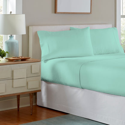 Set di lenzuola con tasche profonde in flanella di cotone pesante di qualità superiore Pointehaven da 200 g/m²