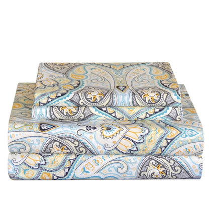 Set di lenzuola in percalle stampato con motivo paisley in cotone 200 TC Pointehaven