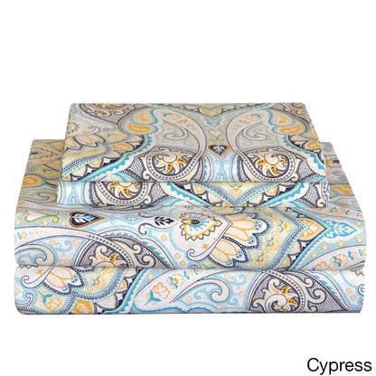 Set di lenzuola in percalle stampato con motivo paisley in cotone 200 TC Pointehaven