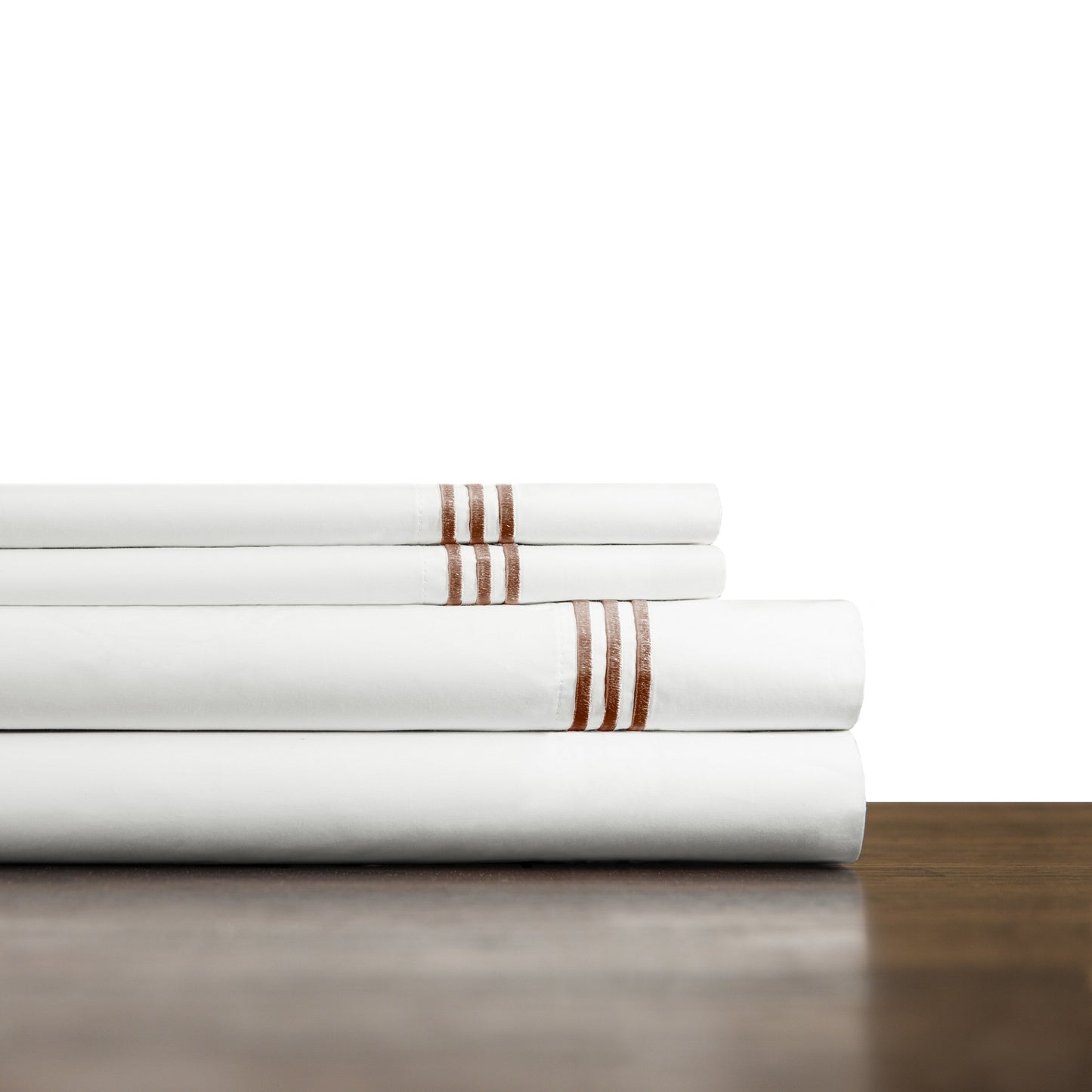 Set di lenzuola oversize in percalle di cotone a fibra lunga Pointehaven, 4 pezzi, percalle rinfrescante ricamato