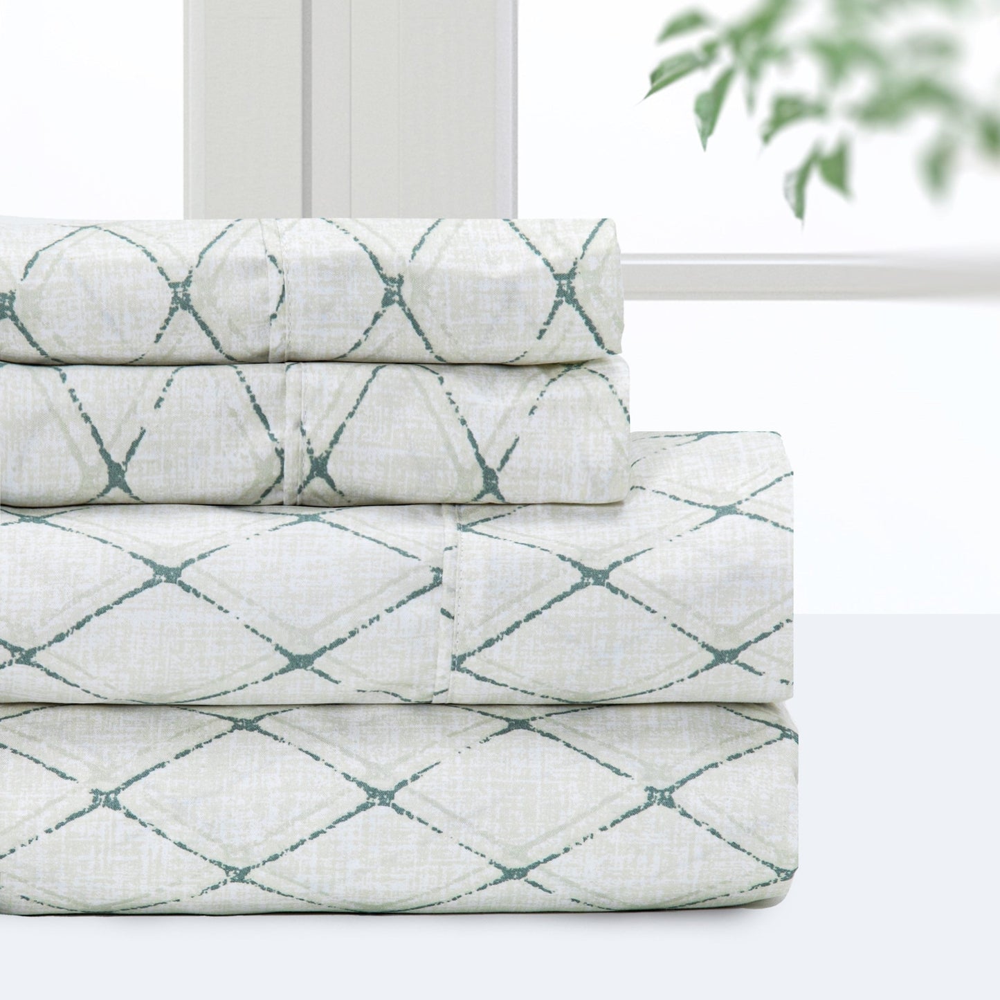 Set di lenzuola di lusso in microfibra stampata e tinta unita Pointehaven