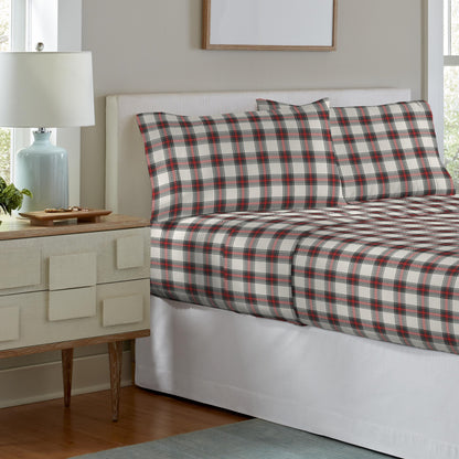 Set di lenzuola in flanella pesante di lusso a quadri Pointehaven, 180 g/m², 100% cotone