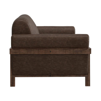 Divano Pola, 95 pollici, 2 cuscini decorativi, moderno in similpelle marrone scuro