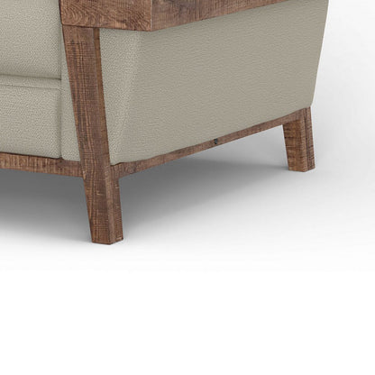 Divano Pola, poliestere grigio mandorla, cuscini in schiuma, legno di pino massello, 95 pollici