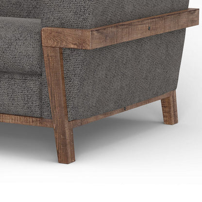 Divano Pola, poliestere grigio ferro, cuscini in schiuma, legno di pino massello, 95 pollici