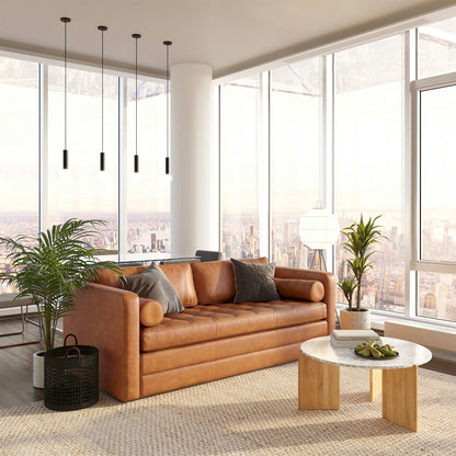 Divano letto trasformabile estraibile in pelle Poly &amp; Bark Napa 82 - Vera pelle italiana pieno fiore