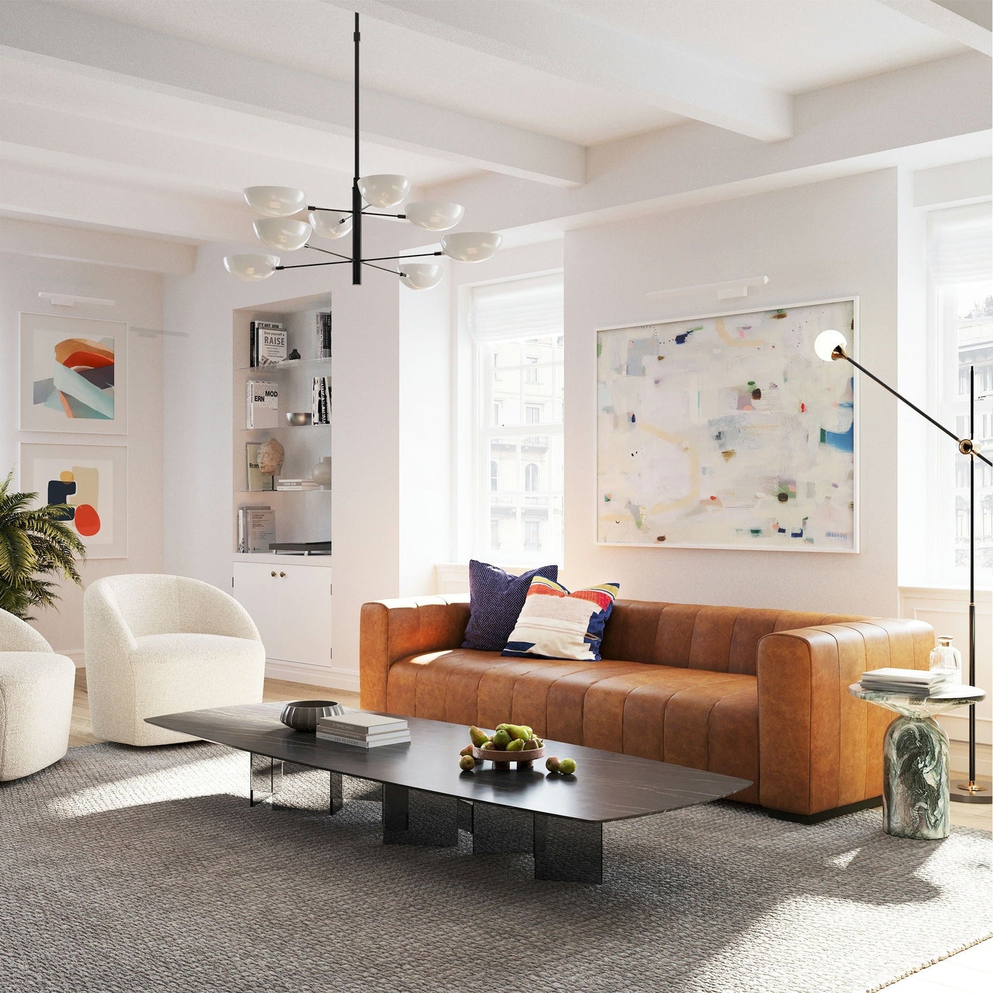 Divano Canale Poly &amp; Bark - Vera pelle italiana pieno fiore